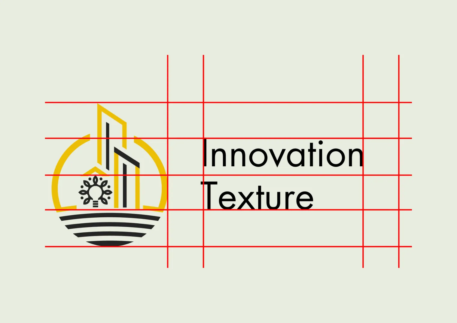 The Innovation Texture horizontal lockup with red construction lines aligning the icon with the two lines of the name